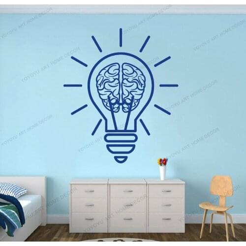 Idea Brain Vinyl Wall Decal Motivation Decor Office Classroom Stickers Removable Art Mural School Living Room CX741