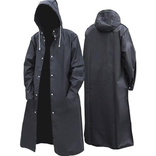 2021 New Black Fashion Adult Waterproof Long Men Women Raincoat Hooded For Big Boy Girl Travel Fishing Climbing Cycling Rainwear