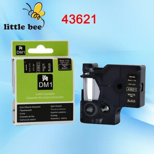 High-quality compatible d1 43621 6mm White on Black label tape for dymo label maker