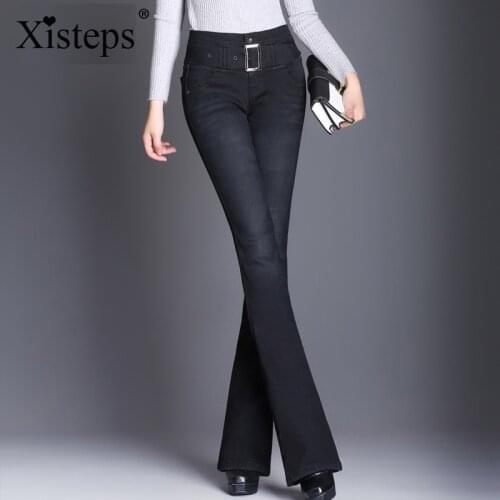 Xisteps Warm Velvet 2020 Winter Mid Waist Jeans Women Vintage Skinny Jeans Female Stretch Trousers Women Denim Pants With Belt