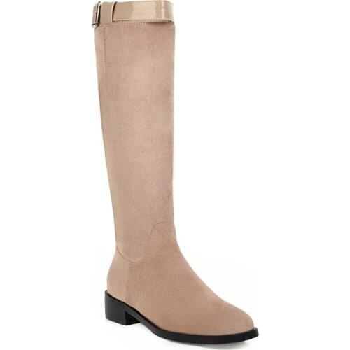 Big Size 9 10 11-15 boots women woman winter boots women women shoes botas Buckle back zipper round head square heel