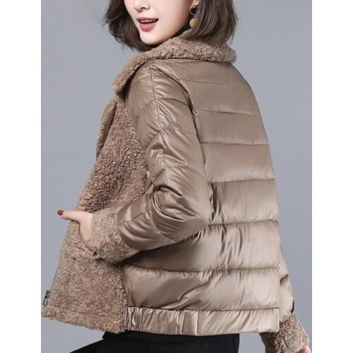 Large size womens cashmere coat womens winter cotton-padded coat womens korean version 2020 new fashion short lamb fleece
