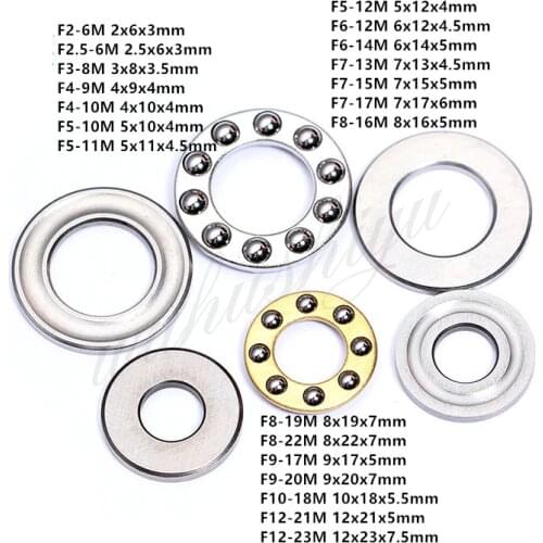 1Pcs F2-6M F3-8M F5-10M F6-12M F8-16M F10-18M F12-21M F12-23M Mini 3-in-1 Plane Axial Ball Bearing Thrust Bearing