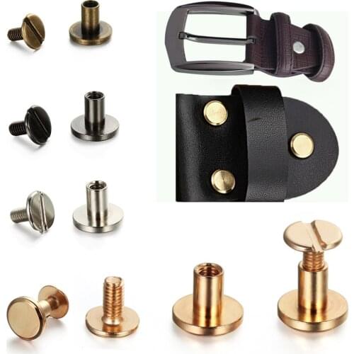 10Pcs 5/6.5/8mm Leather Craft Solid Nail Bolt Bookkeeping Round Head Screws Belt Strap Rivets Screw for Luggage/Clothes/Bag/Book
