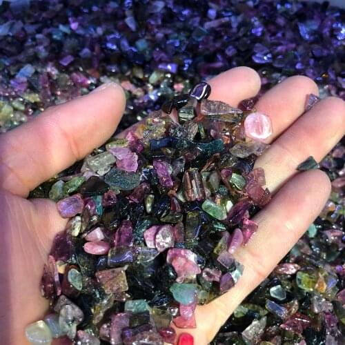 100g natural green crystal gravel stone and amethyst crystal quartz tumbled stone mixture HEALING