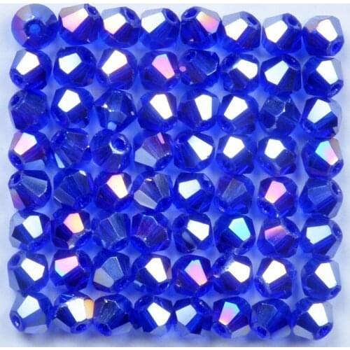 4mm 100pcs Deep Blue AB colors Pick Color Bicone Loose Beads Glass Crystal Faceted Rondelle Bead for Jewelry making