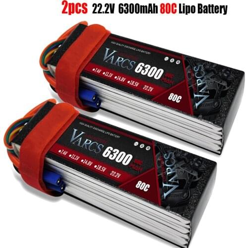 2PCS VARCS Lipo Batteries 2S 7.4V 11.1V 14.8V 22.2V 6300mAh 80C/160C for RC Car Off-Road Buggy Truck Boats salash Drone Parts