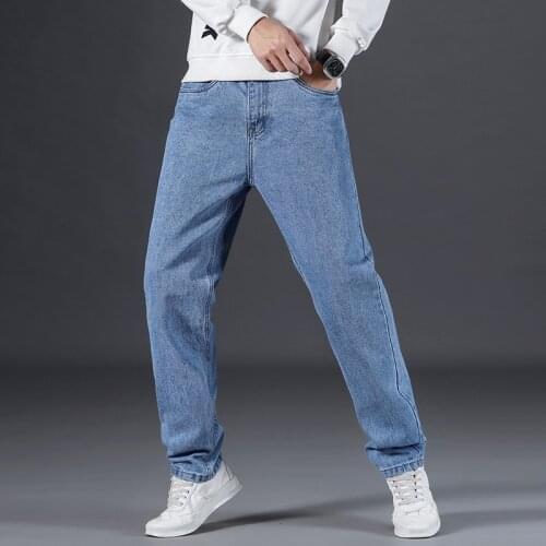 2021 Brand Fitted Straight Stretch Jeans Classic Style Young Mens Business Casual Denim Jeans Gray Black Blue