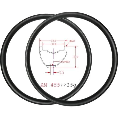 29er MTB AM 35mm wide carbon rim disc tubeless Astmmetric 28mm deep 29'' all mountain bicycle wheels 24H 28H 32H 36H UD 3K 12K