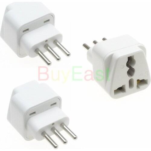 3 PCS) Italian Uruguay Travel Adapter Type L Plug Multi Outlet Convert EU/GE/US/AU/UK/... World Plug AC100~250V 10A White Color