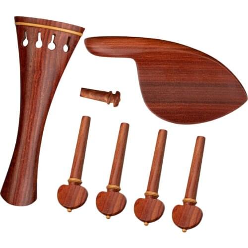 4/4 Violin Chinrest Tailpiece Endpin Violin DIY Parts Accessories Red Wood