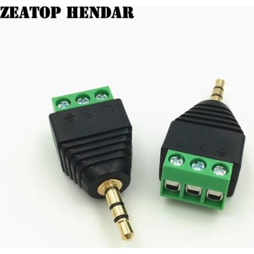 8Pcs 3.5mm Plug AV Balun Terminal 3 Poles 1/8 Inch Stereo Male Plug to AV Screw Video Balun 3Pins Terminal Block 3.5mm Connector