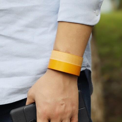 Fashion Wide Splicing Men Leather Bracelets Punk Buckle Adjustable Wrap Wristband Men Women Jewelry 3 Colors