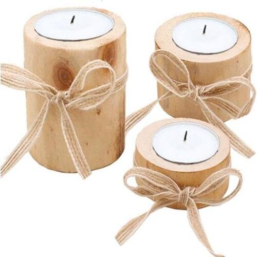 Wooden Candlestick 3 Sizes Candle Holder Creative Table Decoration Mini Plant Flowerpot Home Decoration Not Include Candle