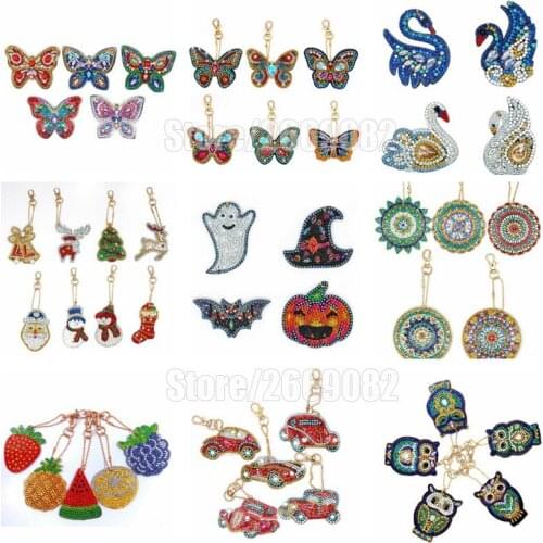 Shaped Diamond DIY Diamond Butterfly Keychain Diamond Embroidered Keychain Cross-stitch Lady Handbag Charm Christmas Gift LD595