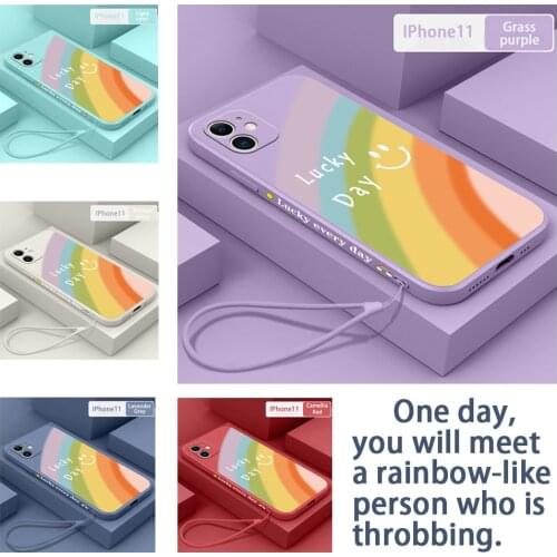 For aifon 12 pro max Rainbow Smile soft shell For Iphone 11 X Xs XR 7 8 Plus SE 6 6S side pattern anti-drop mobile phone case