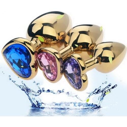 Smooth Massager Anal Beads Crystal Jewelry Heart Butt Plug Stimulator Women Sex Toys Dildo Stainless Steel Anal Plug