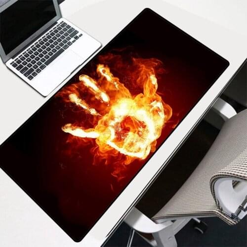 Mairuige Game Mouse Pad Flame Palm Pattern Mouse Pad Black with Lock Game Player Laptop Office Large Mouse Pad Gaming Desk