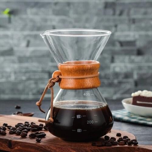 Coffee Pot Style V60 Glass Wooden 400ML Coffee Dripper And Pot Set For Coffee Filter Reusable Coffee Filters