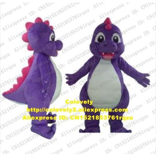 Purple Dino Dinosaur Mascot Costume Adult Cartoon Character Outfit Suit Society Activities Stage Performance zz7831
