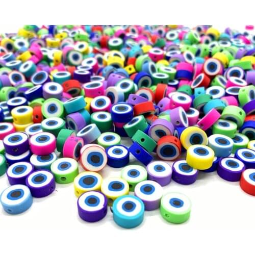 30Pcs/Pack 10mm Evil Eye Round Clay Polymer Beads Are Used To Makeing DIY Jewelry Bracelet Necklace Accessories
