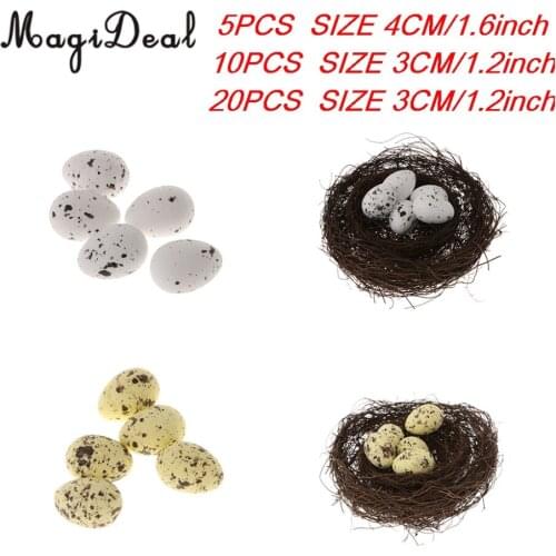 MagiDeal 5 Pcs/Lot 3cm/ 4cm Artificial Bird Eggs Nest Spotted Speckled Hatching Egg Model Miniatures