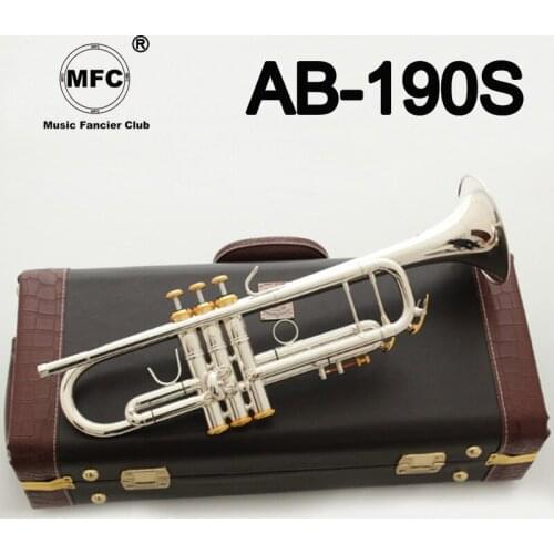 MFC Bb Trumpet AB-190S Silver Plated Gold Keys Music Instruments Profesional Trumpets AB190S Mouthpiece Accessories With Case