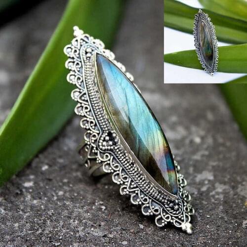 Fashion womens Retro shell ring large shell antique Bohemia ring size 6-10