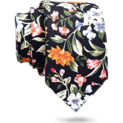 HAWSON Skinny-Floral Ties for Men Skinny Slim Cotton Neckties Mens Tie with a Gift Box