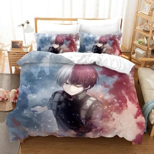 Custom My Hero Academy Bedding Set 2/3 Piece Cartoon Anime Microfiber Bed Linen Set Pillowcase Adult Bed Cover Home Textiles