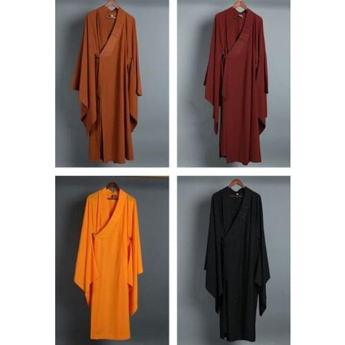 High quality 6colorszen lay meditation dressabbot gown buddhist abbot shaolin monk kung fu robe kesa buddha haiqing suits