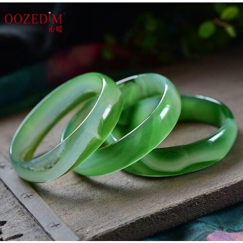 Natural handcarved ocean green agate bangle bracelets women bangle jade jewelry jadeite jade bangles bracelet