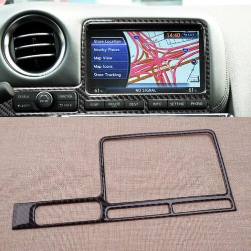 New Car LHD Carbon Fiber GPS Navigation Panel Cover Trim Fit For Nissan GT-R R35 2008 2009 2010 2011 2012 2013 2014 2015 2016