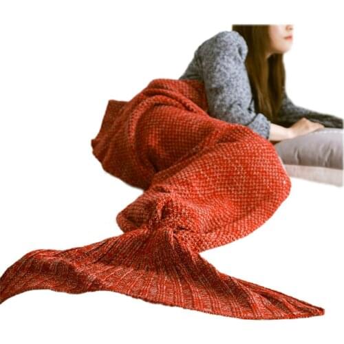 5 Colors Mermaid Tail Blanket Lady Soft Handmade Sleeping Bag Fashionable Knitted Blanket Fishtail Sleeping Bedspreads