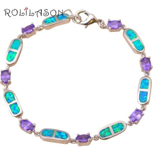 Lobster Top Quality Special Blue fire opal Silver Stamped fashion jewelry Bracelets Anniversary gifts OB033