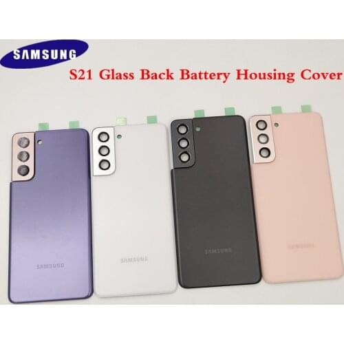 Original SAMSUNG Galaxy S21 S 21 Battery Back Cover Door Rear Glass Housing Case Replacement Part With Frame Lens Frame Adhesive