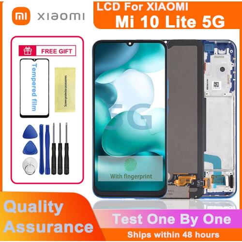 Original 6.57'' Display With frame for Xiaomi Mi10 Lite LCD Touch Screen Digitizer Assembly For Mi 10 Lite 5G Lcd M2002J9G