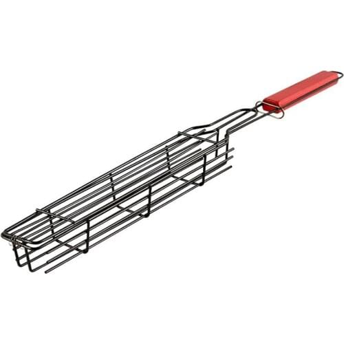 Kabob Grilling Basket Nonstick Portable Heavy Duty Grill Basket Barbecue Basket Wooden Handle Grill Basket Grill Net BBQ Tool