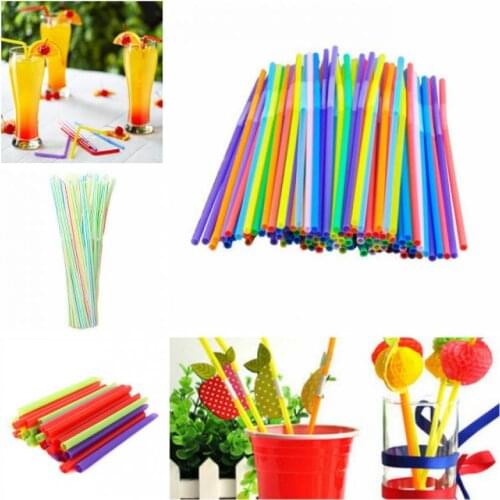 Hot Disposable Plastic Drinking Straws - Assorted Colors 100pcs Drinking Straws Straw Bar holiday event party