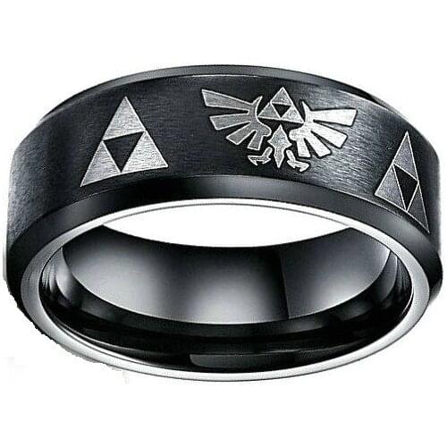 Simple Titanium Steel Ring Stainless Steel Triangle Zelda Logo Anime Ring Personality Trend Fashion Jewelry Hand Jewelry JZ028