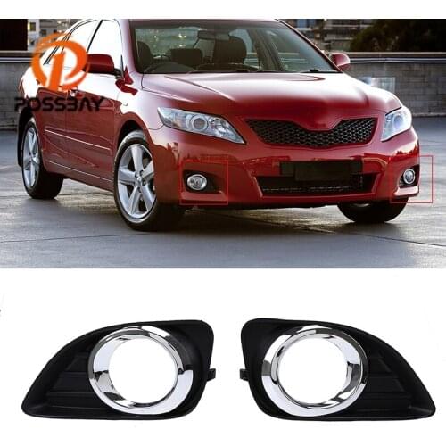 POSSBAY Car Fog Light Trim Bezel for Toyota Camry XV40 2010-2011 Facelift 52040-33010 52030-06050 Front Bumper FogLamp Cover