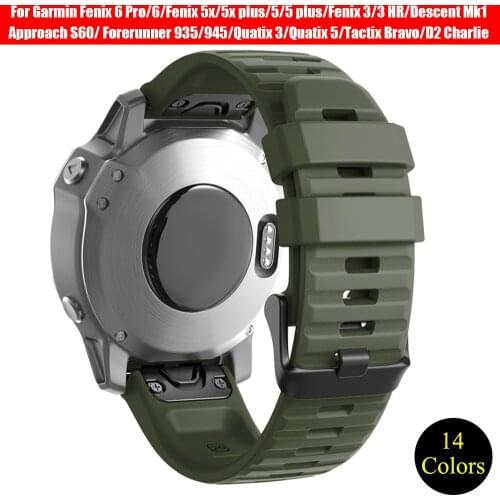 22MM 26MM Quick Release Sport Silicone Rubber Watch Band Strap for Garmin Fenix 6x/6x Pro/6/6 Pro/5x/5/5x Plus/5 Plus/Fenix 3 HR