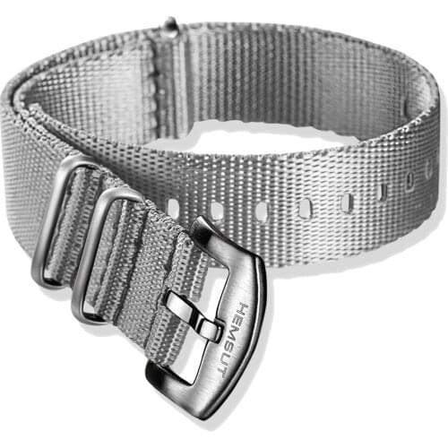 Nato Watch Band Nylon Grey One piece Replace Seatbelt Watch Straps For Men or Women Watch 18mm 20mm 22mm 24mm