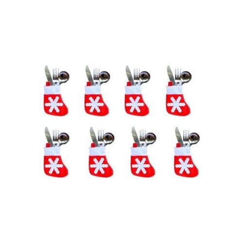 Christmas Decorations Mini Little Socks Spoon Fork Cover Cutlery Tray Little Socks Christmas Tablewear Decoration Wholesale