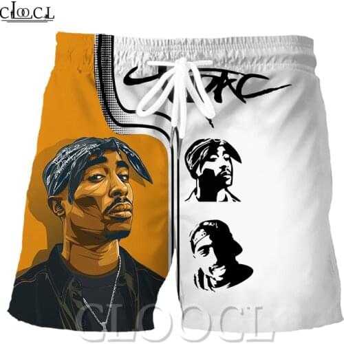 CLOOCL Rapper Tupac Amaru Shakur 2pac Popular Summer Beach Shorts 3D Print Fashion Men Sport Harajuku Hip Hop Wild Shorts