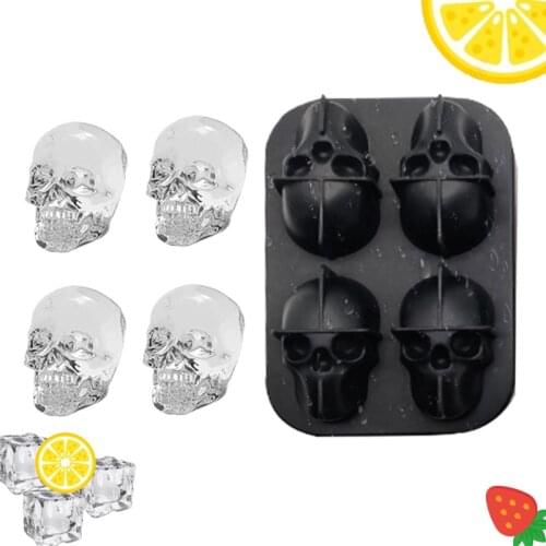 Silicone Ice Cube Maker DIY Creative Silica Gel Skull Shape Tray Mould Home Bar Party Cool Whiskey Wine Mold Ice Cream Tools