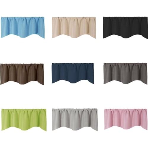 Modern Solid Color Blackout Short Window Curtain Roman Blinds Darkening Rod Pocket Scalloped Valance 1 Panel for Bedroom N0PA