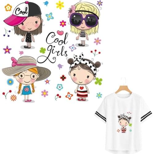 Cool Girls Set Sticker On Clothes Iron Heat Transfer Diy Accessory Fashion Stickers Iron On Clothes Ironing Stickers