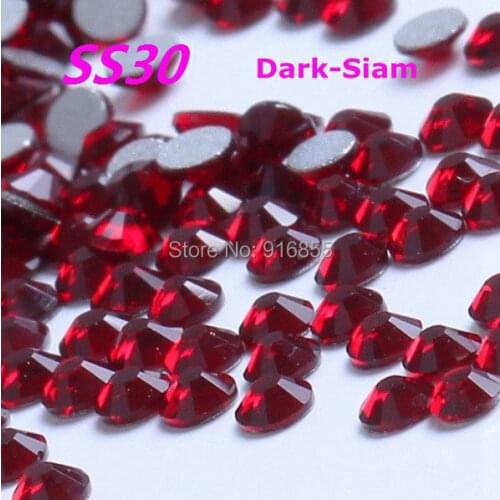Dark-Siam Free Shipping 288pcs/Lot SS30(6.3-6.5mm) Flat Back Non Hotfix Rhinestones Nail Art Rhinestones Beads Craft DIY