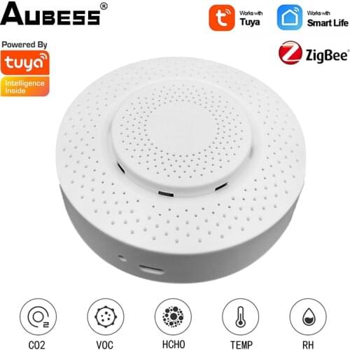 Zigbee/Tuya WIFI Smart Air Box Carbon Dioxide Detector CO2 Gas Sensor Formaldehyde VOC Temperature Humidity Sensor App Control